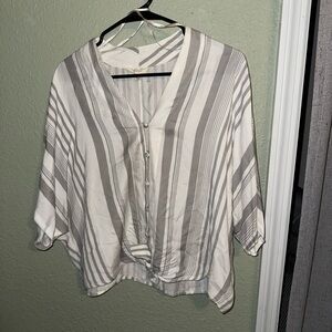 Sim & Sam, Gray and White Striped Blouse